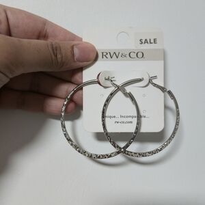 RW&CO. Textured Silver Hoop Earrings